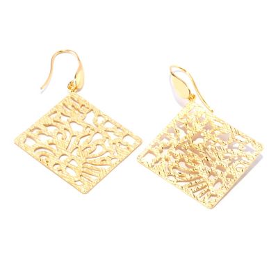 127-659 - Portofino Gold Embraced&trade; Diamond-Shape Openwork Flower Drop Earrings