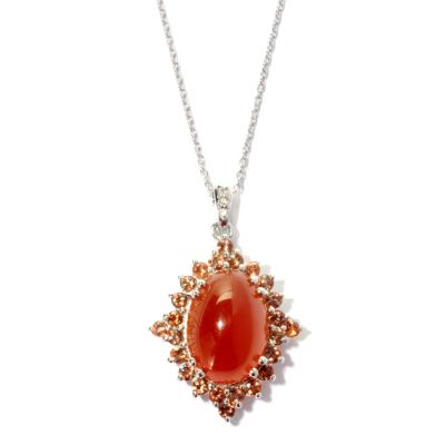 127-670 - Gem Insider Sterling Silver 14 x 10mm Aragonite, Andalusite & White Topaz Pendant w/ Chain 