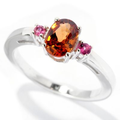 127-673 - Gem Insider Sterling Silver 1.04ctw Brown Zircon & Pink Tourmaline Ring