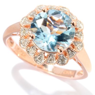 14K RG ROUND AQUA RING