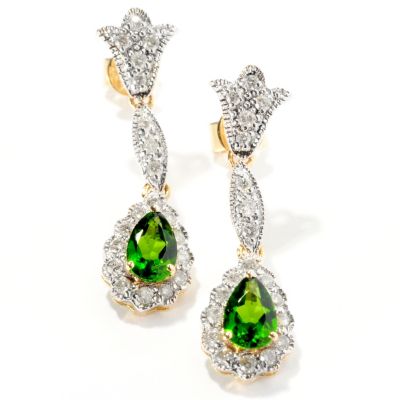 14K YG CHROME AND DIAMOND DROP EARRING