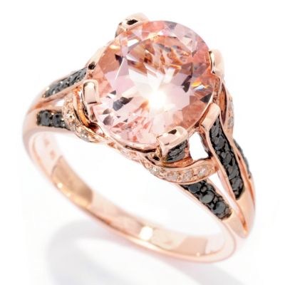 14K RG OVAL MORG BLK AND WHT DIAMONDS