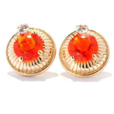14K YG FIRE OPAL STUD EARRING