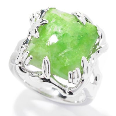 SS REC SHAPE CHROME TREMOLITE RING 14X12