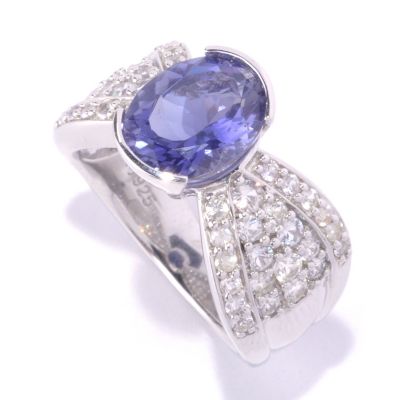 SS OVAL IOLITE WITH WHITE SAPP ACCENTS