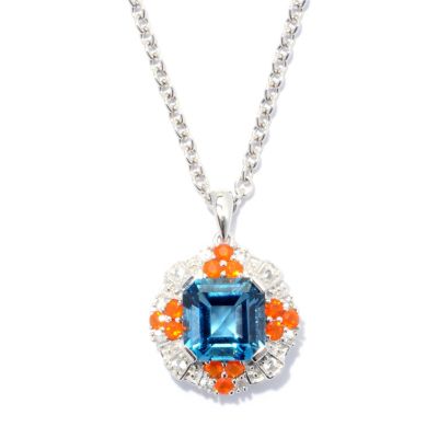127-711 - Gem Insider Sterling Silver 3.01ctw London Blue Topaz & Multi Gem Pendant w/ Chain
