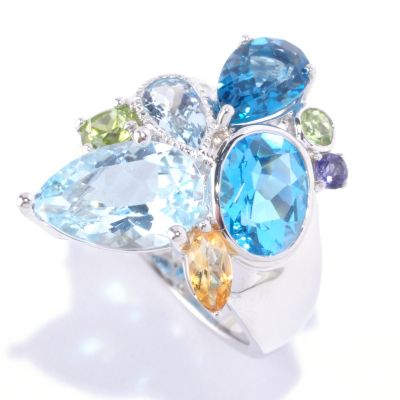 SS MULTI SHAPE AND GEMSTONE RING