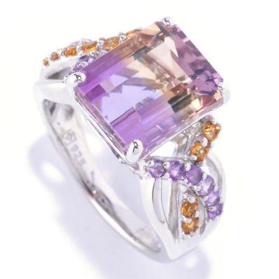 127-721 - Gem Insider Sterling Silver 3.50ctw Octagonal Ametrine, Amethyst & Citrine Ring