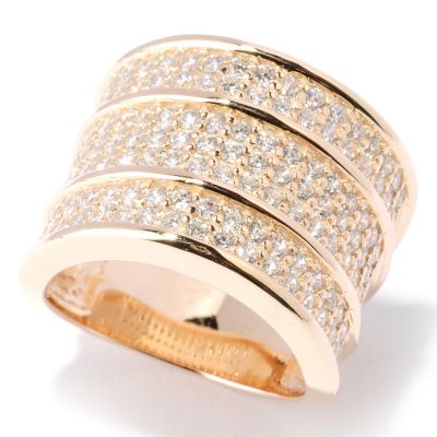 SB SS/CHOICE THREEE ROW PAVE WIDE BAND RING