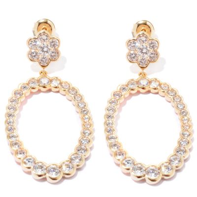 SB SS/CHOICE SEMI BEZEL ROUND CUT FLOWER FORWARD FACING OVAL EARRINGS