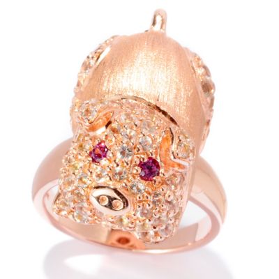 127-738 - NYC II 2.08ctw Rhodolite & White Topaz Piglet Ring 