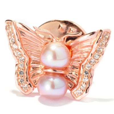 127-748 - NYC II Freshwater Cultured Pearl & White Topaz Butterfly Pin