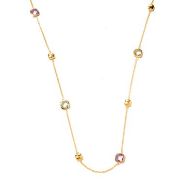 SS/18KGP NECK CUSHION GEM BRIOLETTE & GEOMETRIC STATION - 30"