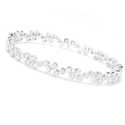 SB SS/CHOICE ROUND CUT BEZEL SET BUBBLES SLIP ON BANGLE BRACET
