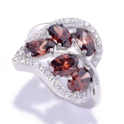 BLTA SS/PLAT MOCHA OVAL & ROUND LEAF RING