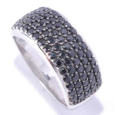 BLTA SS/PLAT SIMULATED BLACK DIA ROUND CUT PAVE BAND RING