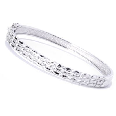 127-779 - Brilliante&reg; Platinum Embraced Tension Set Simulated Diamond Oval Bangle Bracelet