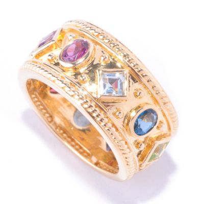 SS/18KV RING OVAL & PRINCESS MULTI GEM ETRUSCAN ETERNITY BAND