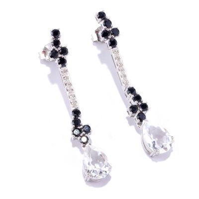 127-793 - NYC II 5.36ctw Rock Crystal, Black Spinel & Diamond Drop Earrings