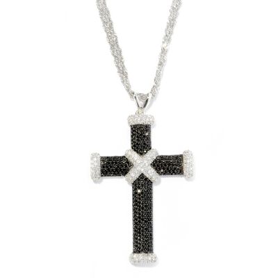 127-803 - Gem Treasures Sterling Silver 3.59ctw Spinel & White Zircon Cross Pendant w/ Chain