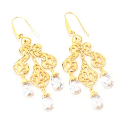 127-807 - Jaipur Bazaar Gold Embraced&trade; 16.80ctw White Quartz Chandelier Earrings 