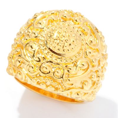 127-814 - Jaipur Bazaar Gold Embraced&trade; Ornate Textured Ring 