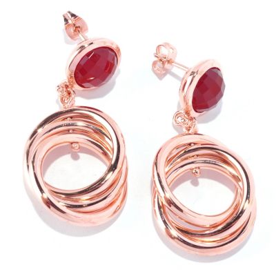 BRONZE/18KGP EAR CARNENLIAN MULTI LINK DROP