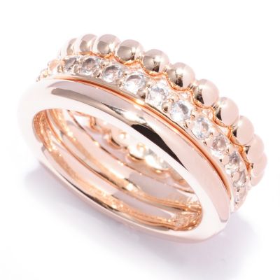 BRONZE/18KGP RING SET OF 3 MULTI DESIGN BAND