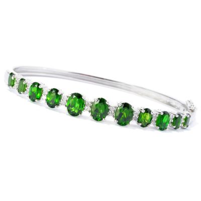 SS/P BRAC GRADUATED CHROME DIOPSIDE & WHT ZIRCON HINGED BANGLE
