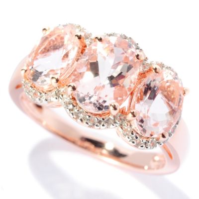 127-844 - NYC II 2.64ctw Morganite & White Zircon Three-Stone Ring 