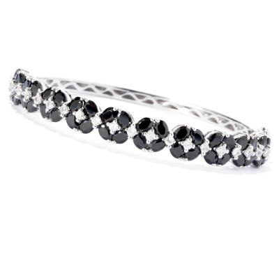 127-846 - NYC II 10.40ctw Black Spinel & White Zircon Bangle Bracelet 