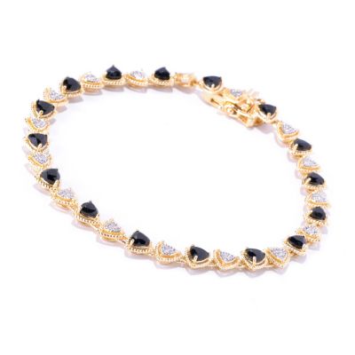 127-847 - NYC II Trillion Shaped Black Spinel & White Zircon Tennis Bracelet 
