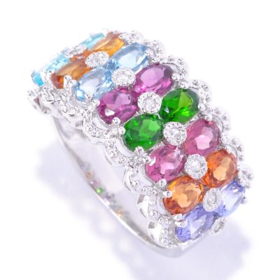 127-849 - NYC II 3.24ctw Multi Gemstone & White Zircon Band Ring 