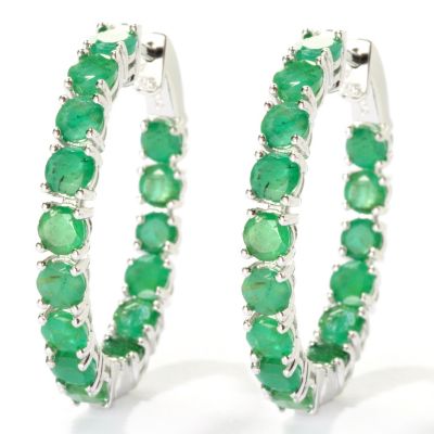 SS/P EAR 4MM SAKOTA EMERALD INSIDE OUT HOOP w/ CLICKER BACK