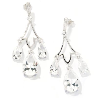 SS/PLAT EAR WHITE QUARTZ & WHITE ZIRCON CHANDELIER