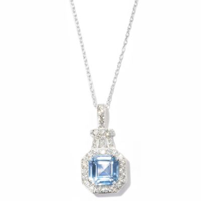 127-866 - Brilliante&reg; Platinum Embraced 2.73 DEW Asscher Cut Simulated Diamond Halo Pendant w/ Chain