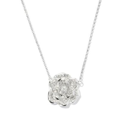 BLTA SS/PLAT FLOWER 18" NECKLACE W/ 2" ENTENDER