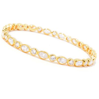 127-871 - Sonia Bitton for Brilliante&reg; Oval & Round Cut Milgrain Slip-On Bangle Bracelet