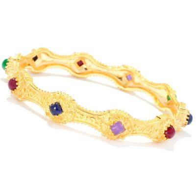 SS/18KYGP BRAC MULTI GEMSTONE STATION SLIP-ON BANGLE