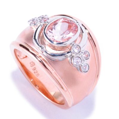127-885 - NYC II 1.03ctw Morganite & White Zircon Cigar Band Ring 
