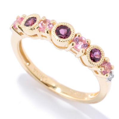SS/18KV RING 7-STONE & WHITE ZIRCON GEMSTONE BAND