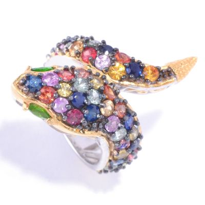 127-893 - Gems en Vogue II 4.08ctw Multi Sapphire & Chrome Diopside Snake Ring 