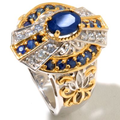 127-898 - Gems en Vogue II 2.51ctw Blue & Silver Sapphire Polished Ring 