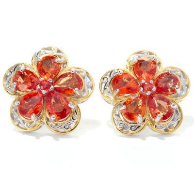 SS/PALL EAR PEAR-SHAPED SAPPHIRE FLOWER STUD