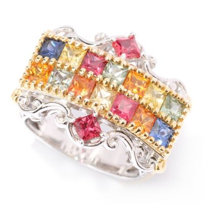 127-901 - Gems en Vogue II 2.72ctw Multi Color Princess Cut Sapphire Ring