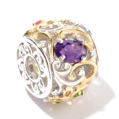 127-902 - Gems en Vogue II 1.14ctw Multi Gemstone Critter Slide-on Charm