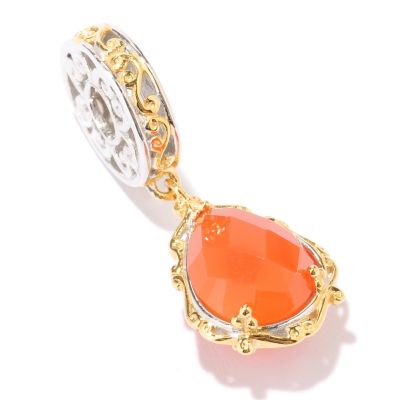 SS/PALL CHARM PEAR-SHAPED CHECKERBOARD-CUT GEM DROP