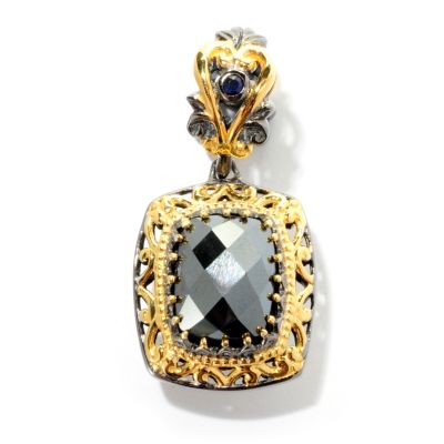 127-911 - Gems en Vogue II 10 x 8mm Hematite and Sapphire "Constantinople" Drop Charm