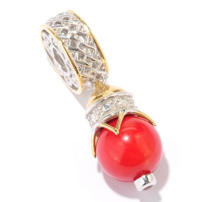 SS/PALL CHARM RED CORAL BEAD DROP
