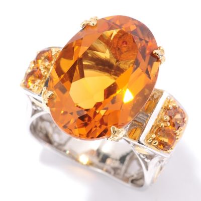 SS/PALL RING 18x13MM MADEIRA CITRINE & ORANGE SAPH